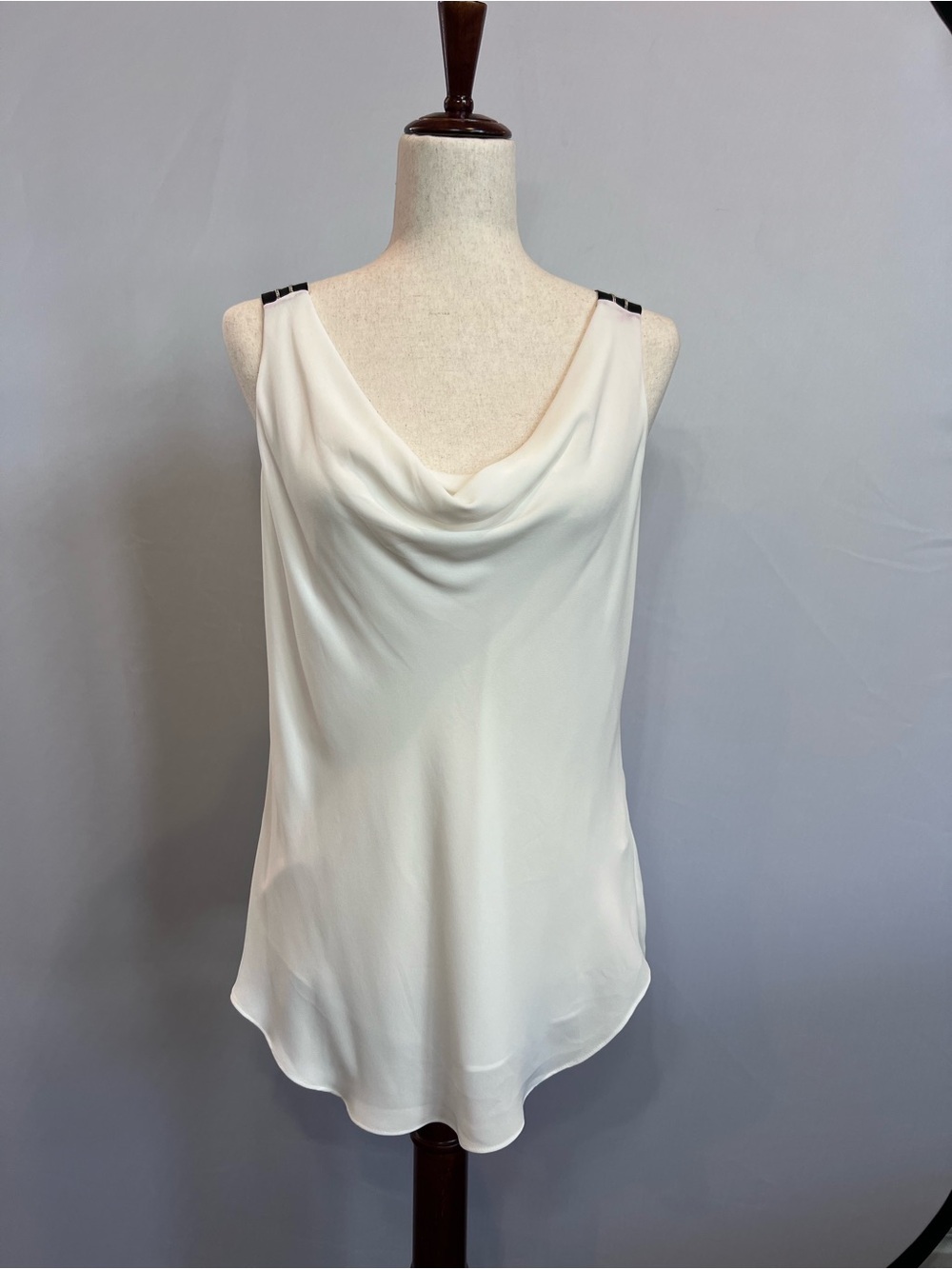 White House Black Market Ivory Draped Cowl Neck Camisole